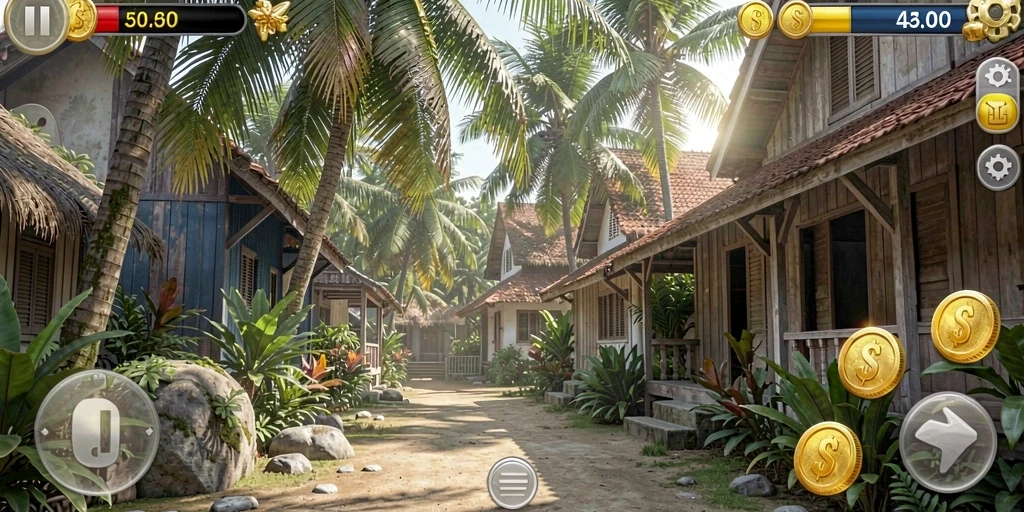 Tampilan layar utama SAKTI77 dengan karakter siap berpetualang.